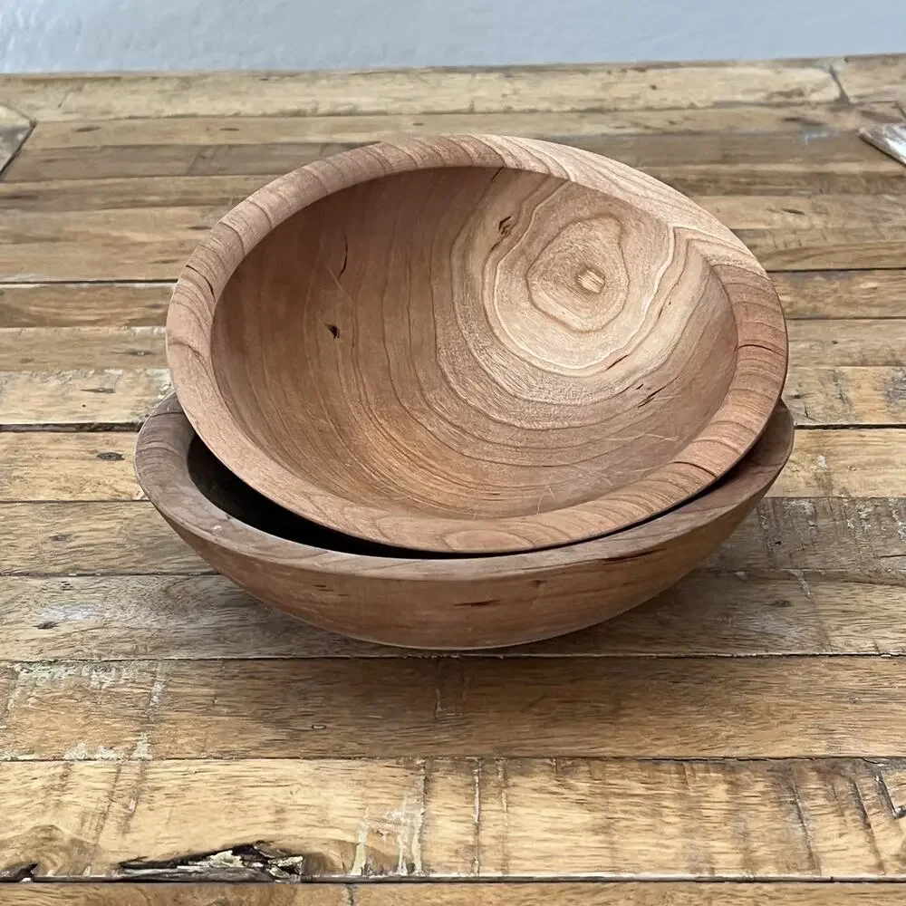 2 Handmade Wooden Bowls 7.5